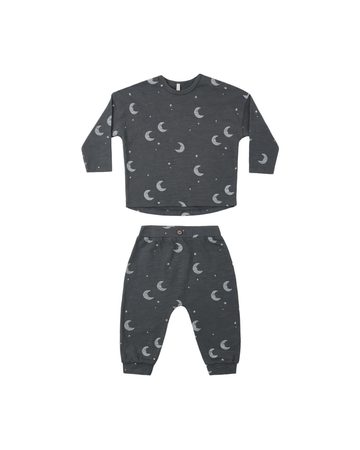 Long Sleeve Tee and Pant Set - Moons