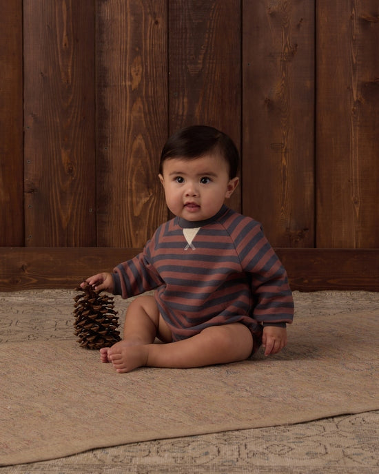 Crew Neck Romper - Mulberry Stripe