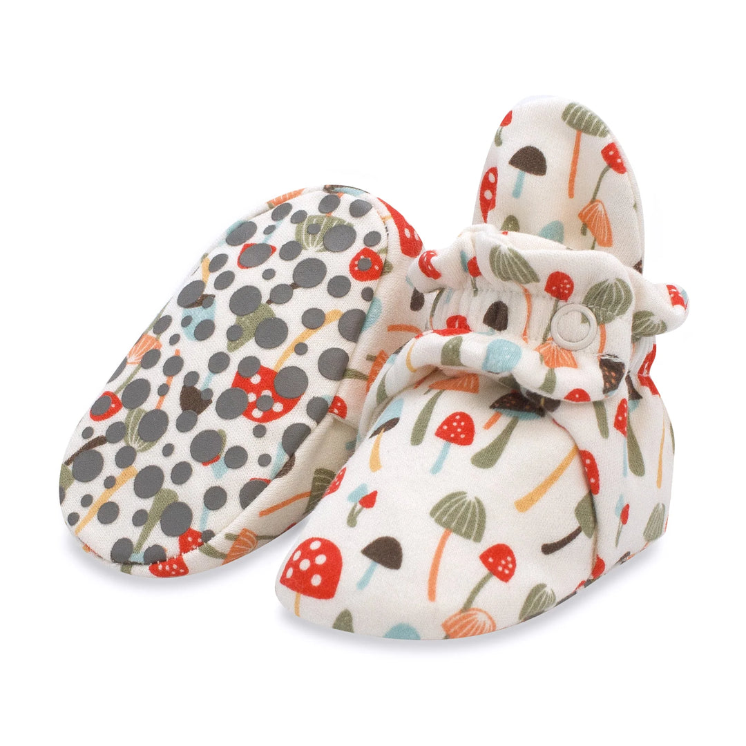 Mushrooms Organic Cotton Gripper Baby Bootie