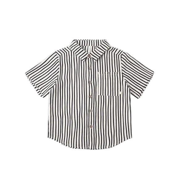 Natural Wavy Collared S/S Shirt