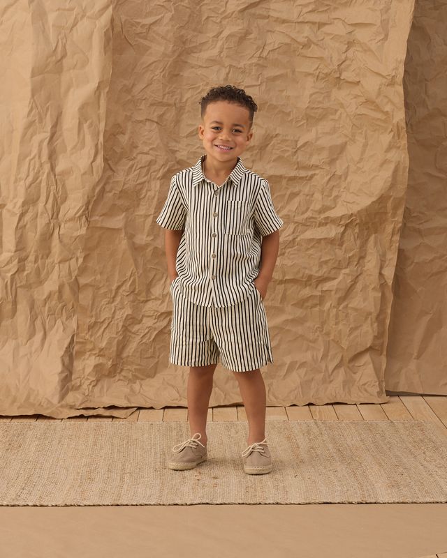 Natural Wavy Collared S/S Shirt