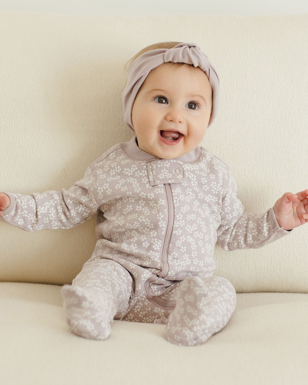 Lavender Ditsy L/S Zip Sleeper