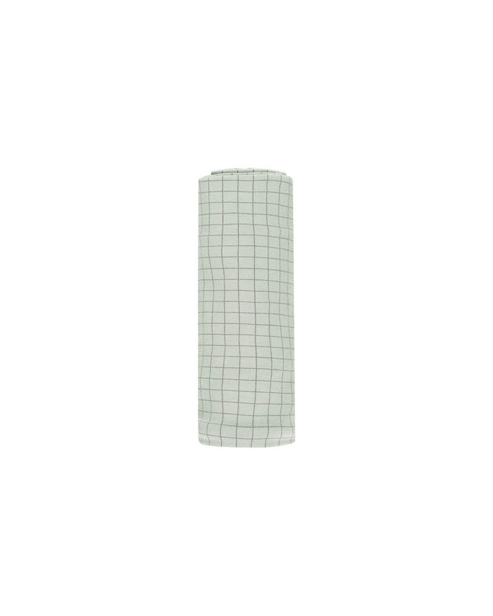 Sage Grid Bamboo Swaddle Blanket