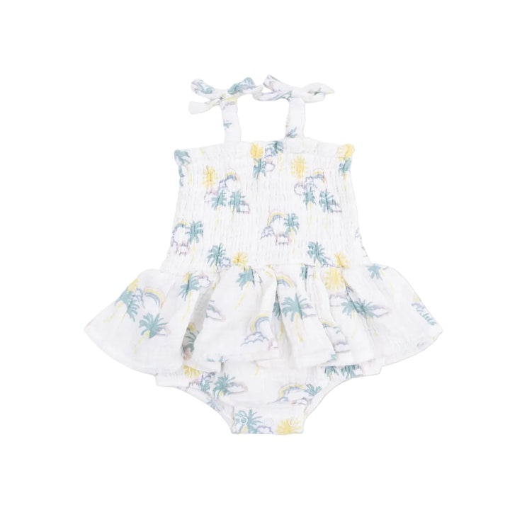 Palm Trees and Rainbows Skirted Bubble Romper