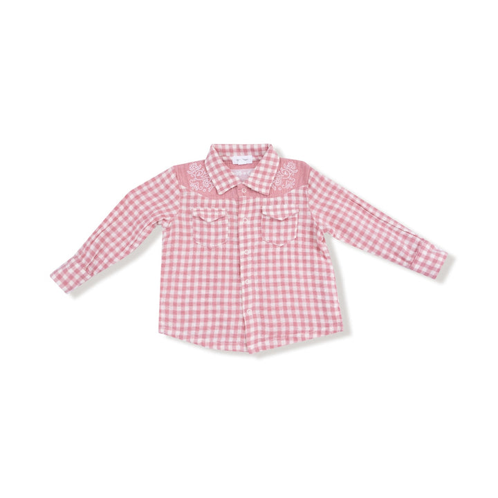 Rose Pink Plaid L/S Western Pearl Snap Shirt