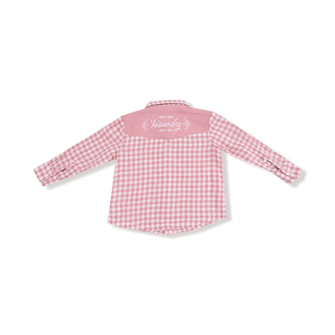 Rose Pink Plaid L/S Western Pearl Snap Shirt