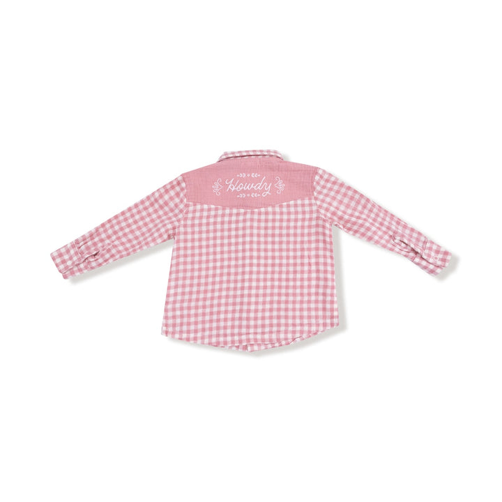 Rose Pink Plaid L/S Western Pearl Snap Shirt