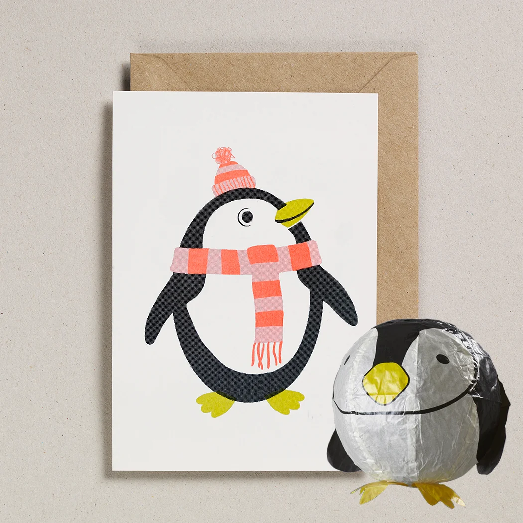 Penguin Paper Balloon Card
