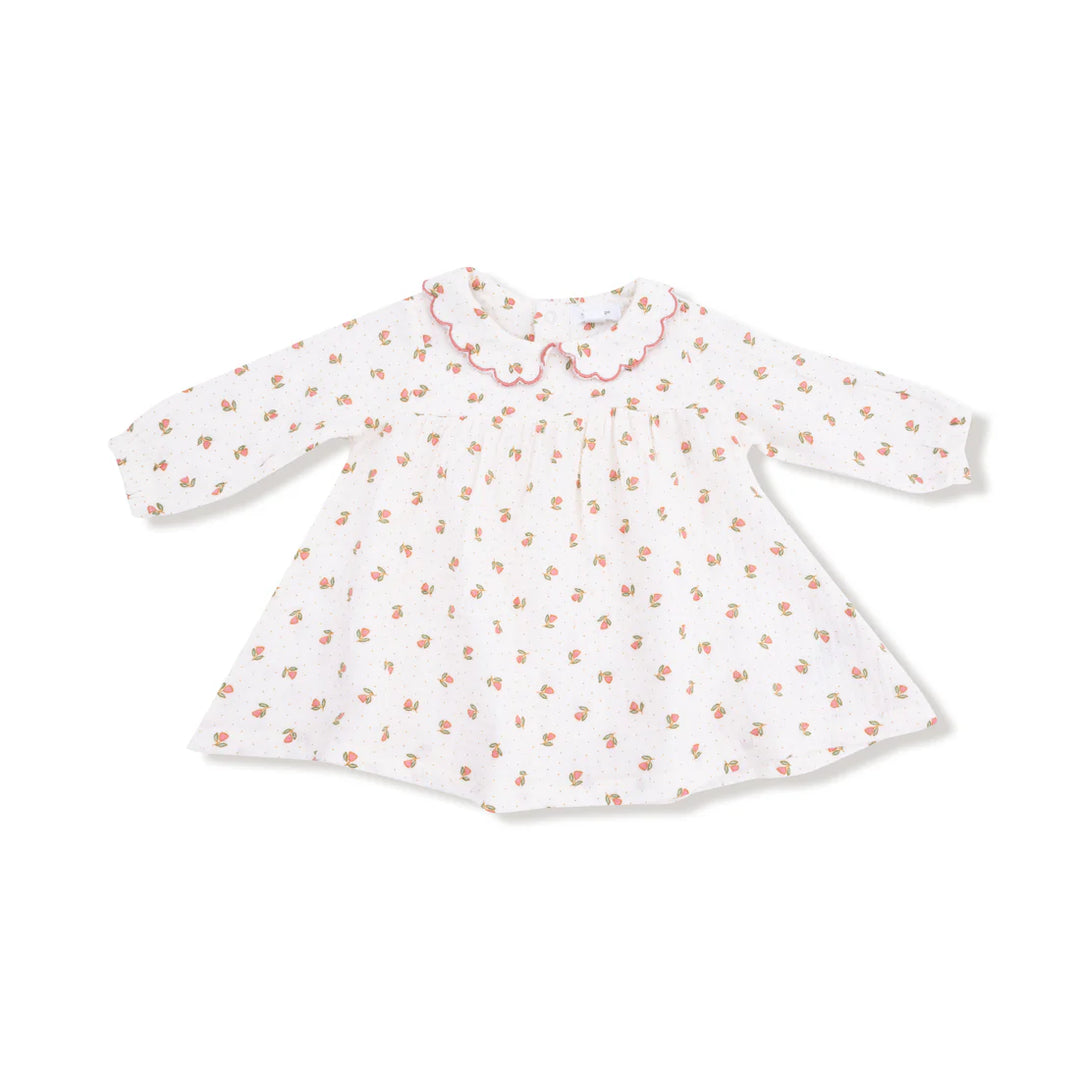 Petite Pointe Fleur L/S Petal Collar Dress + Diaper Cover