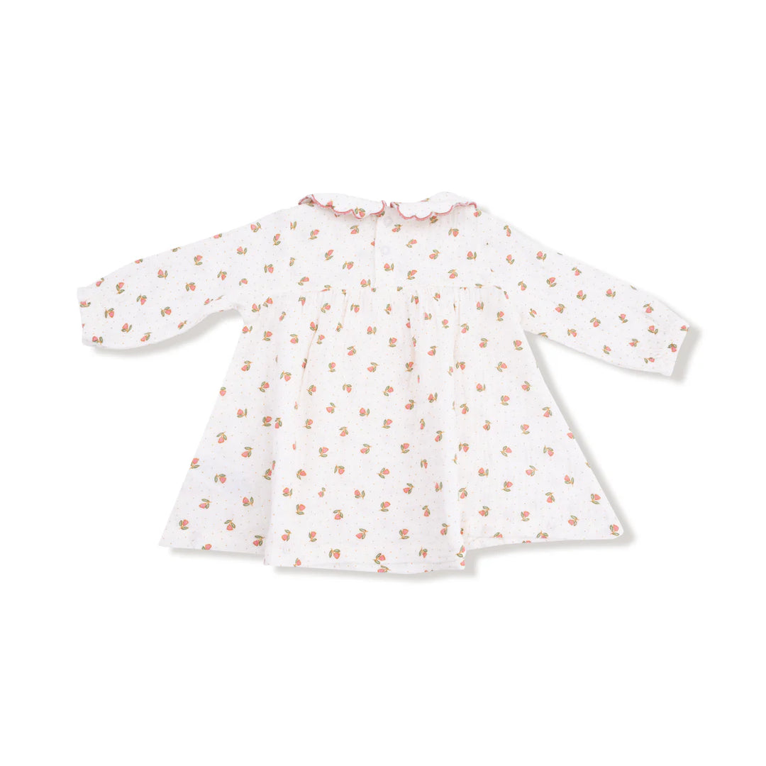 Petite Pointe Fleur L/S Petal Collar Dress + Diaper Cover