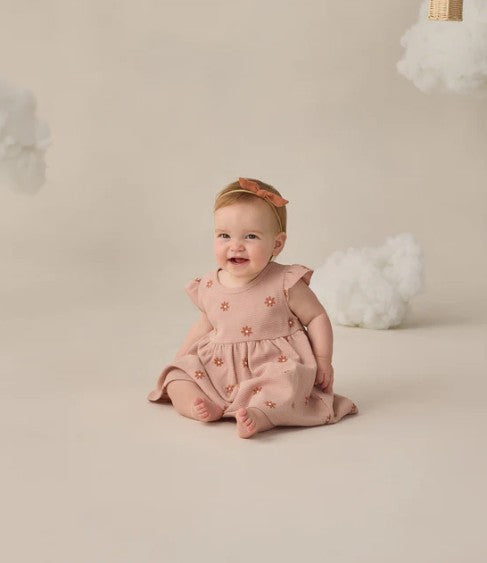 Pink Daisy Flutter Sleeve Dress