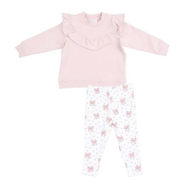 Ruffle Sweatshirt + Leggings - Veiled Pink Bows
