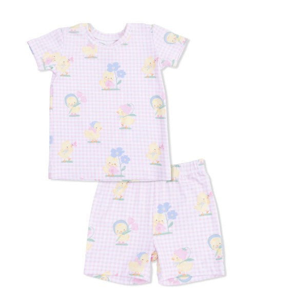 Pink Vintage Spring Ducklings S/S Pajama Set