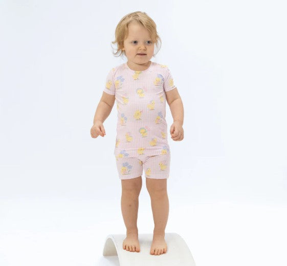 Pink Vintage Spring Ducklings S/S Pajama Set