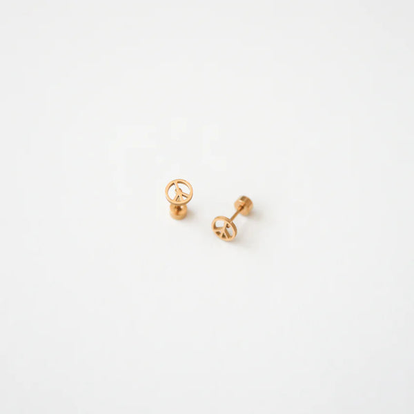 Hypoallergenic Gold Peace Sign Earrings