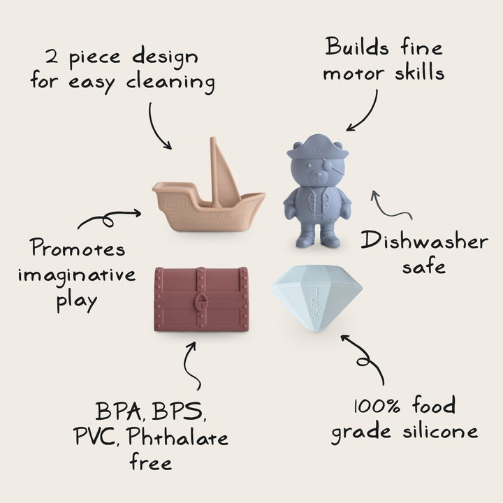 Pirate Mold Free Bath Play Set - 4 Pack