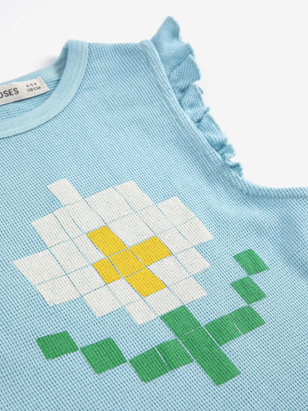 Light Blue Pixel Daisy Ruffled Top