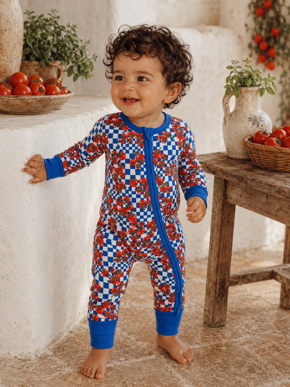 2-Way Zip Romper - Pomodoro Check