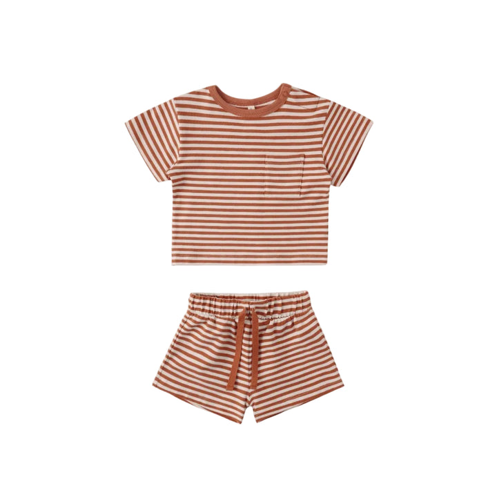 Poppy Stripe Boxy Pocket Tee + Short Set