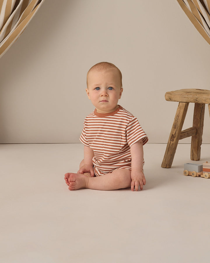 Poppy Stripe Boxy Pocket Tee + Short Set
