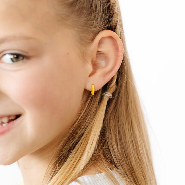 Hypoallergenic Gold and Yellow Enamel Hoops