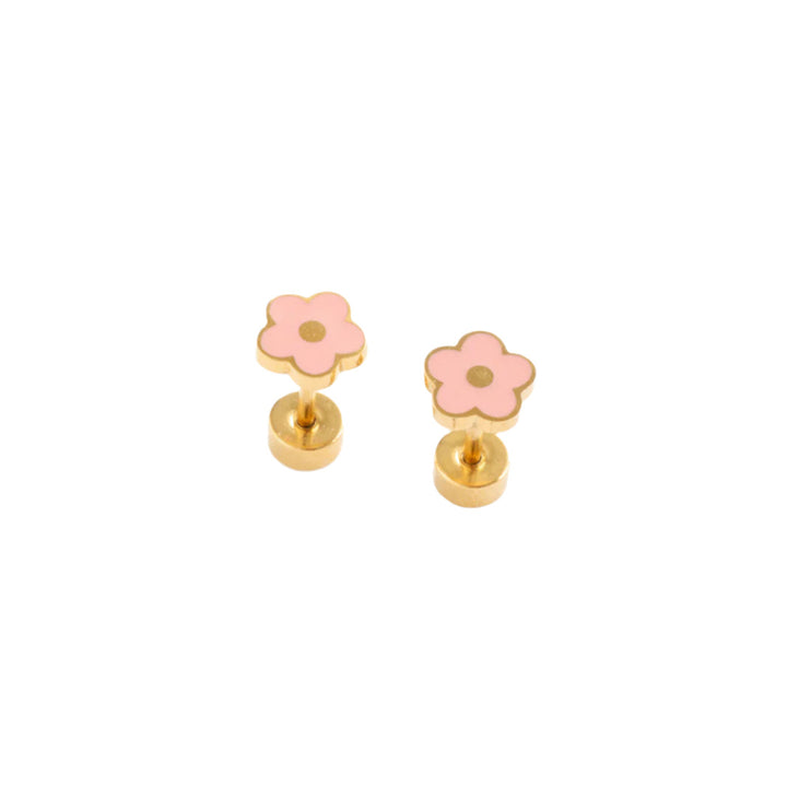 Hypoallergenic Gold Petite Pink Flower Earring