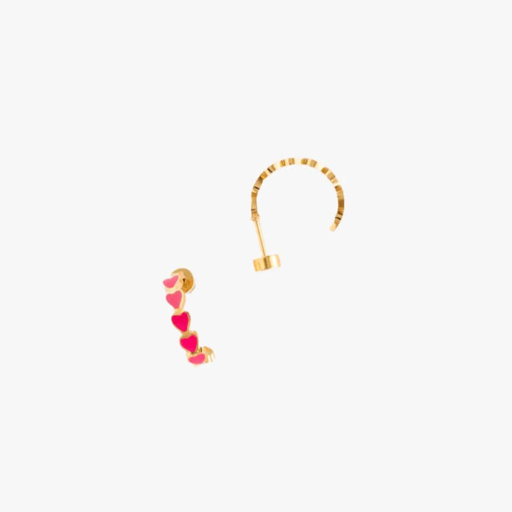 Hypoallergenic Gold & Enamel Neon Heart Huggie Earrings