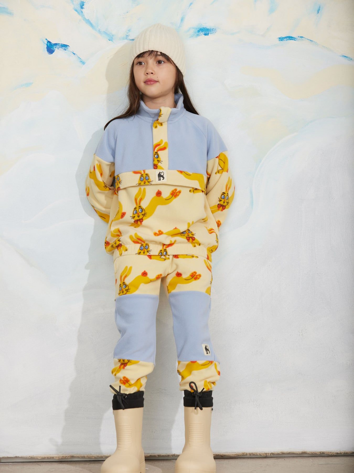 Fleece Trousers - Yellow Rabbit AOP