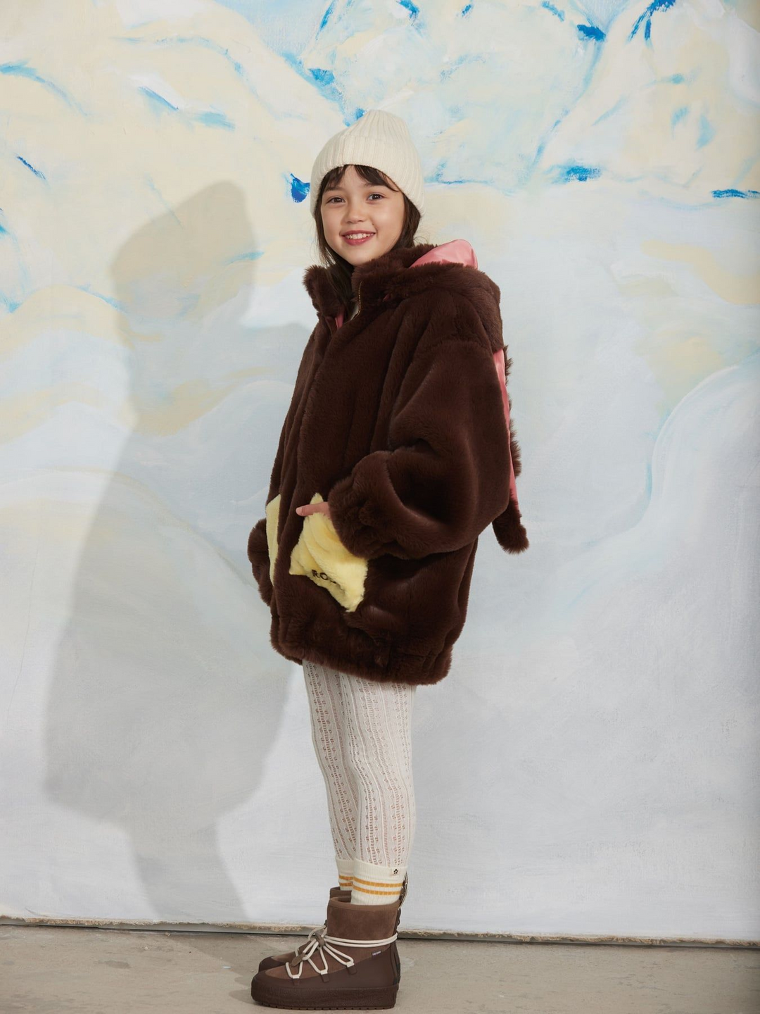 Faux Fur Jacket - Rabbit Ear Brown