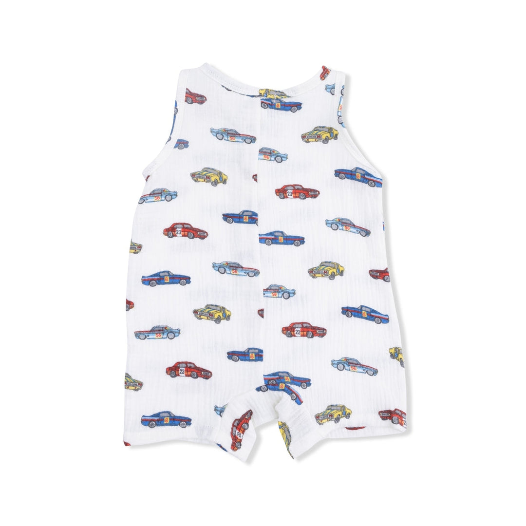Race Car Sleeveless Shortie Romper