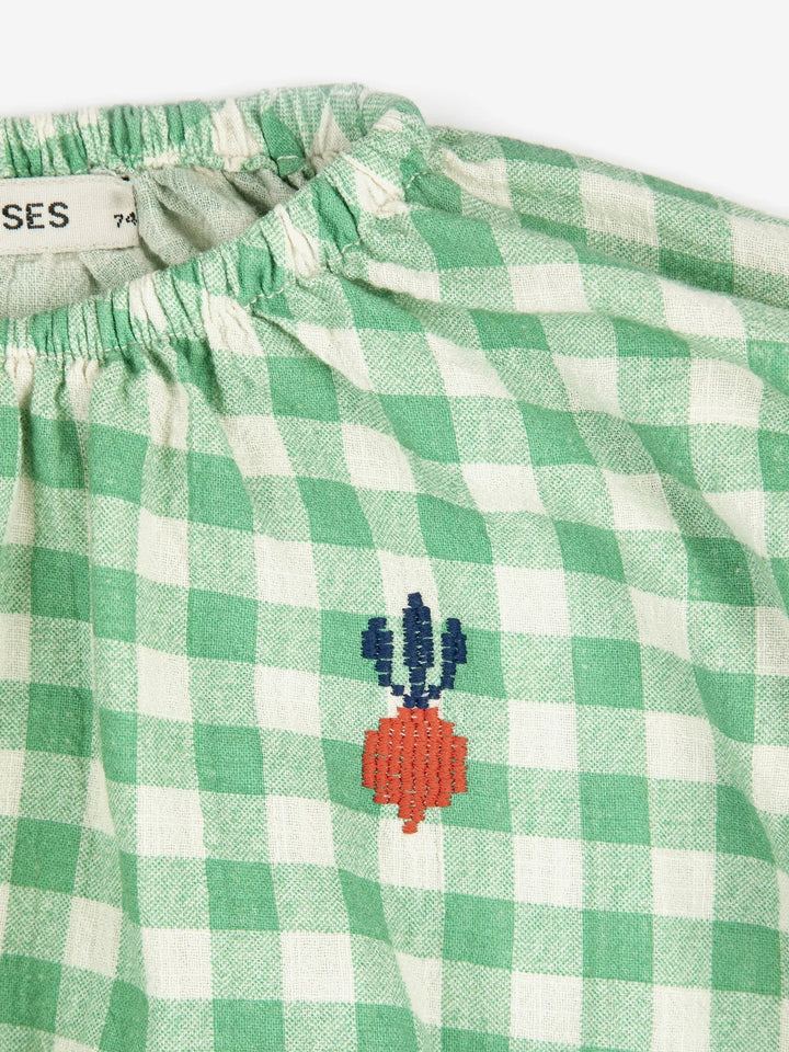 Green Pixel Sugar Beet Vichy Woven Blouse