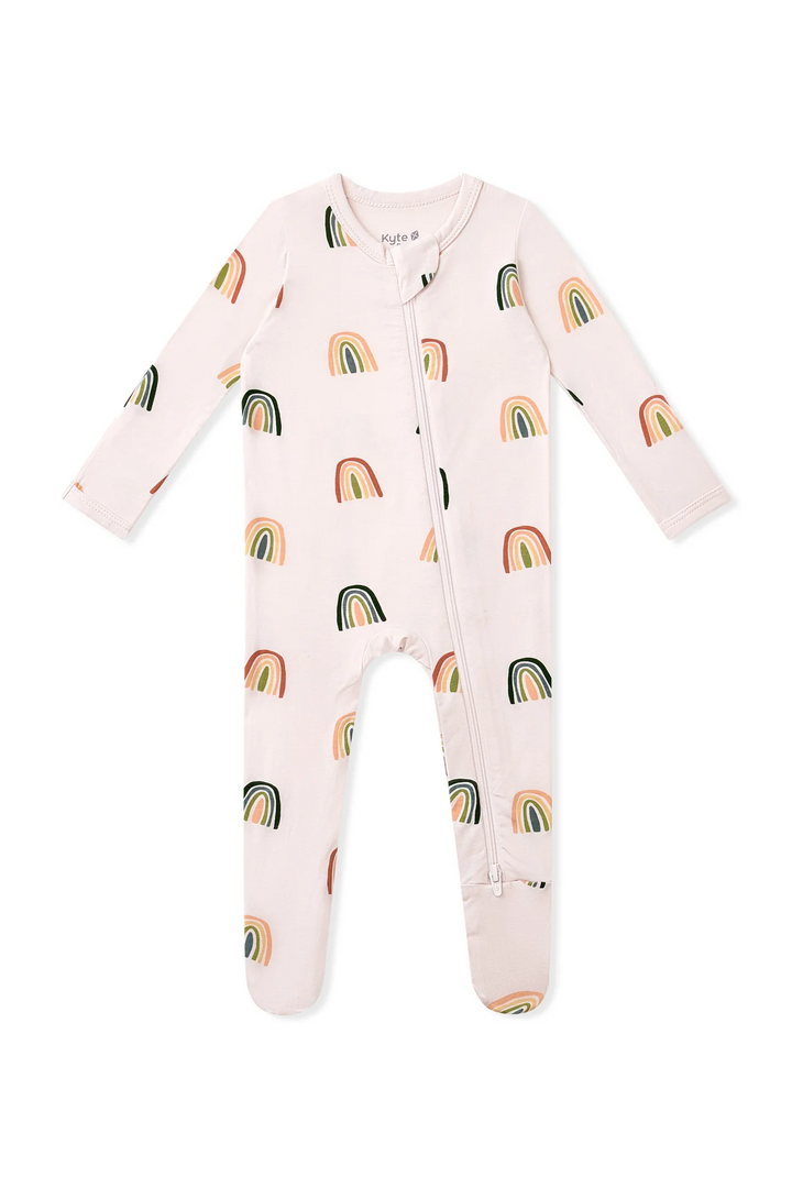 Retro Rainbow Zippered Footie