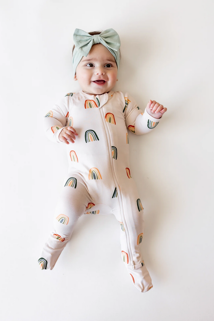 Retro Rainbow Zippered Footie