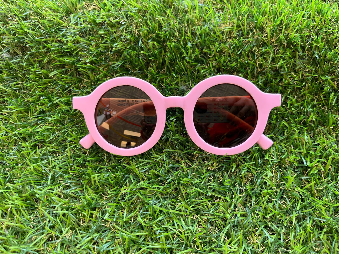 Retro Round Sunglasses Bright Pink 3-8 years
