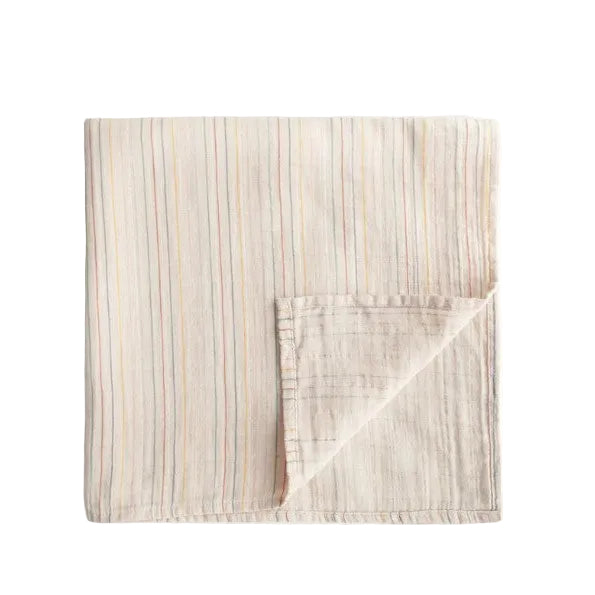 Organic Cotton Muslin Swaddle Blanket Retro Stripes