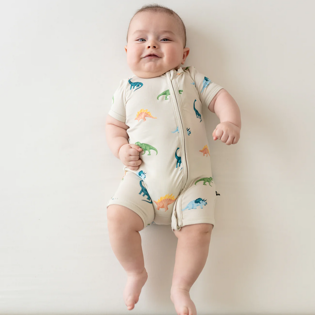 Zipper Shortall Romper - Ecru Roar