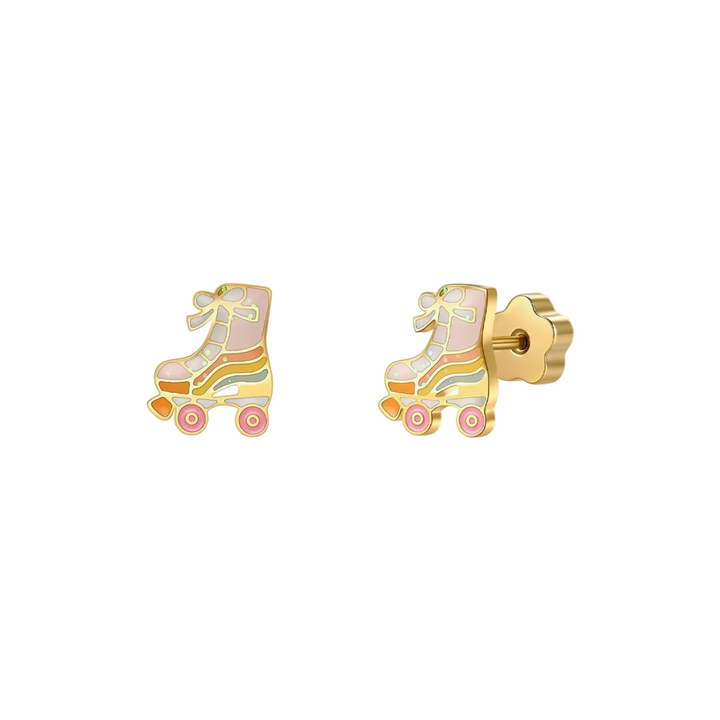Roller Skate Enamel Flat Back Kids Earrings