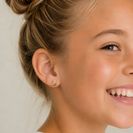 Roller Skate Enamel Flat Back Kids Earrings