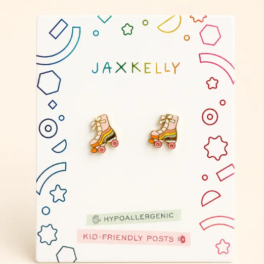 Roller Skate Enamel Flat Back Kids Earrings