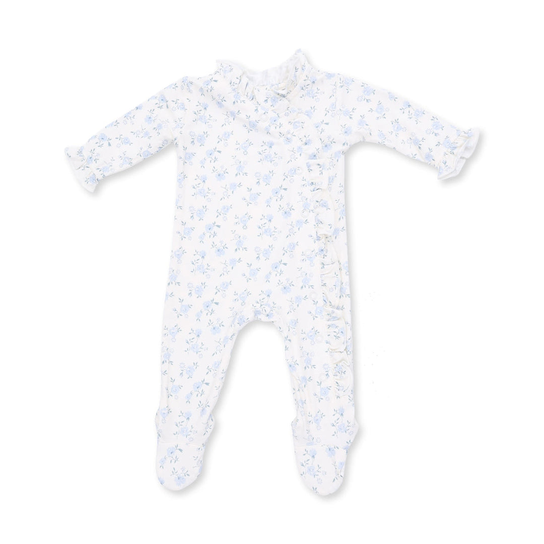 Wrap Ruffle Snap Footie - Blue Rose Briar