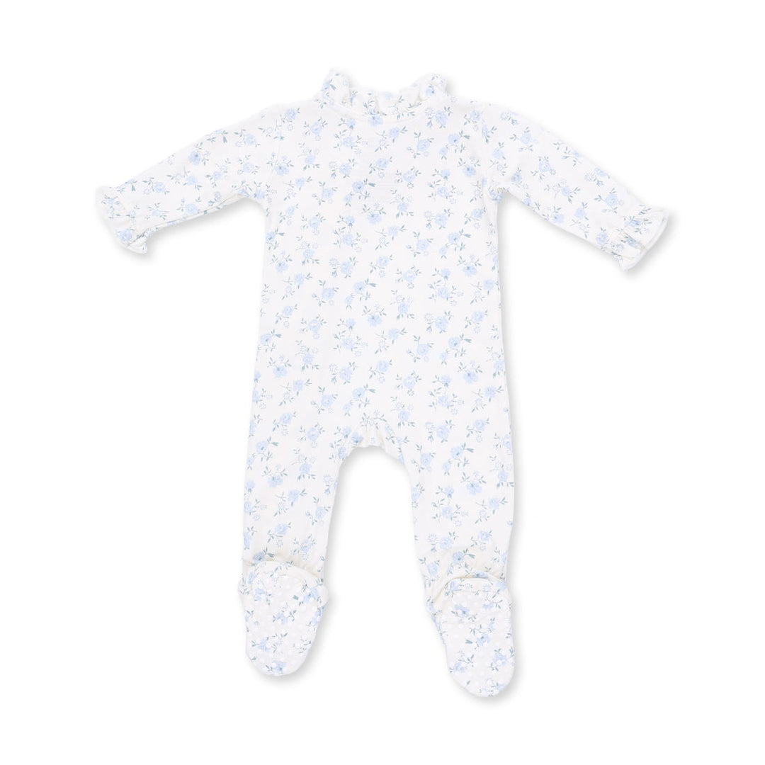 Wrap Ruffle Snap Footie - Blue Rose Briar