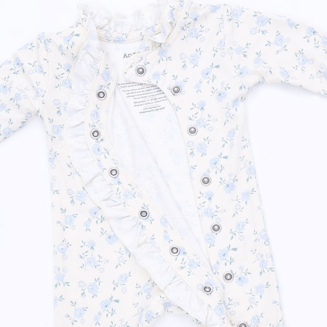 Wrap Ruffle Snap Footie - Blue Rose Briar