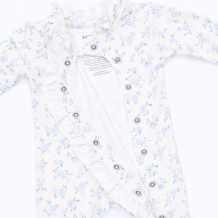 Wrap Ruffle Snap Footie - Blue Rose Briar