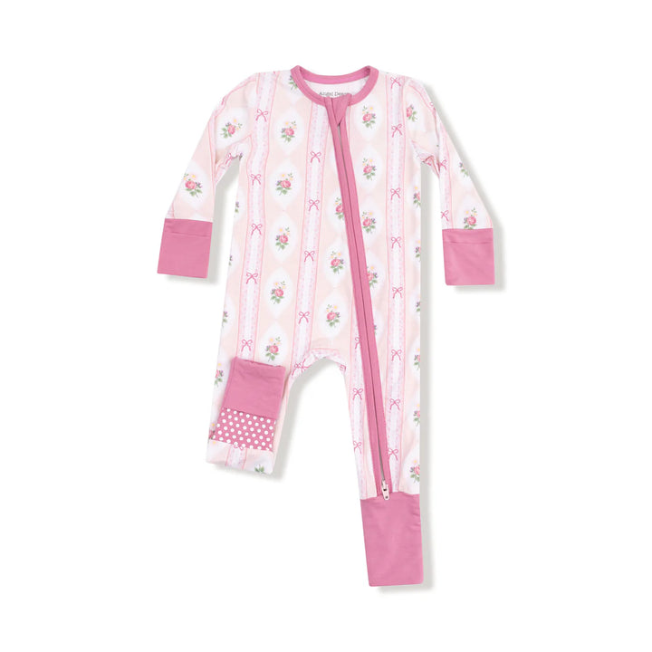 Ogee Lace Floral 2 Way Zipper Footless Romper