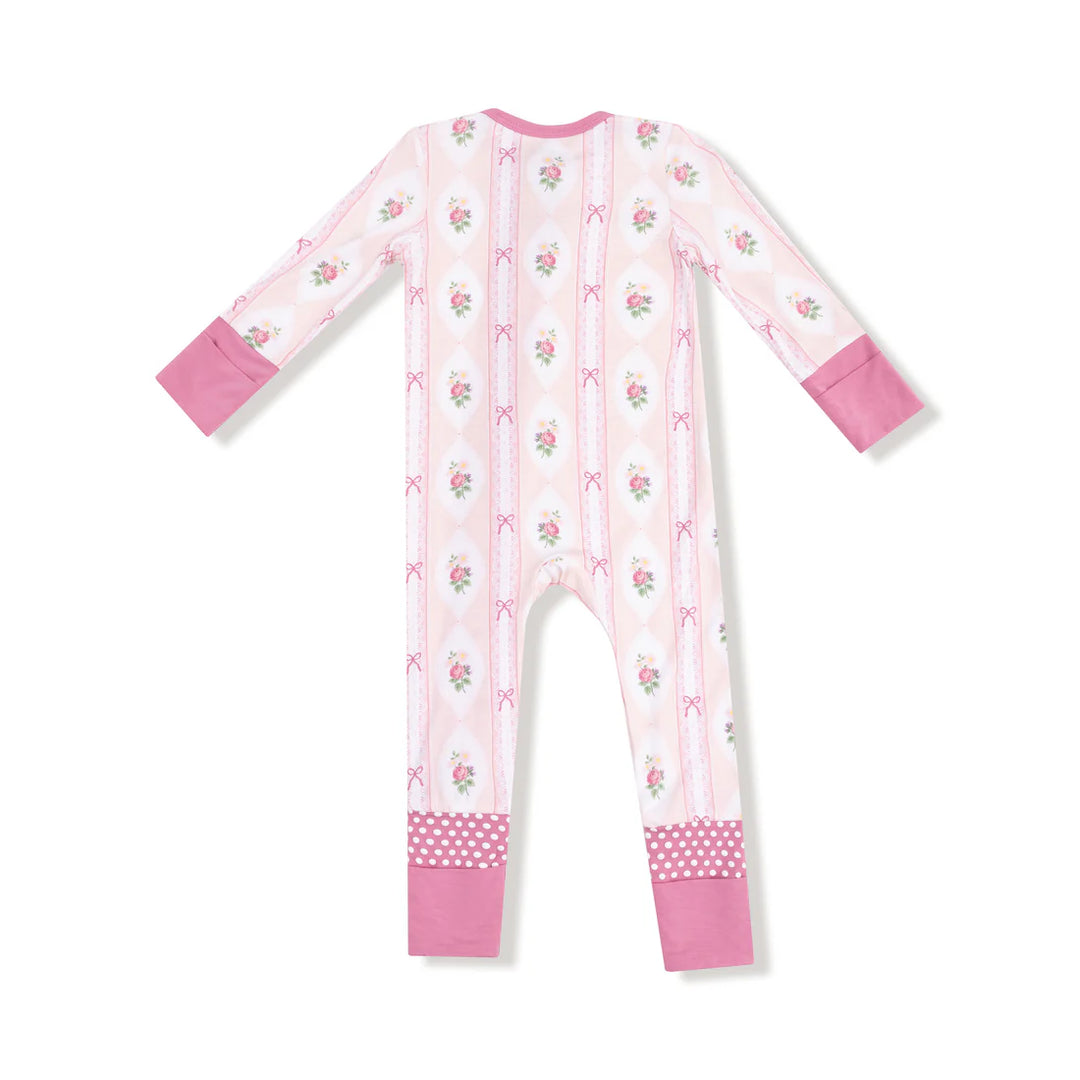 Ogee Lace Floral 2 Way Zipper Footless Romper