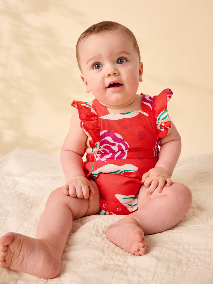 Flamenco Carnation Ruffle Bubble Baby Romper