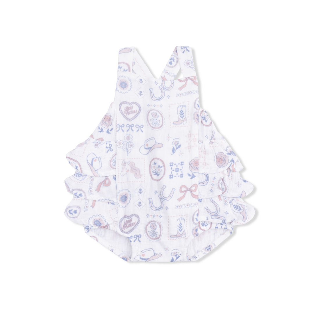 Cream Country Western Heirlooms Ruffle Sunsuit
