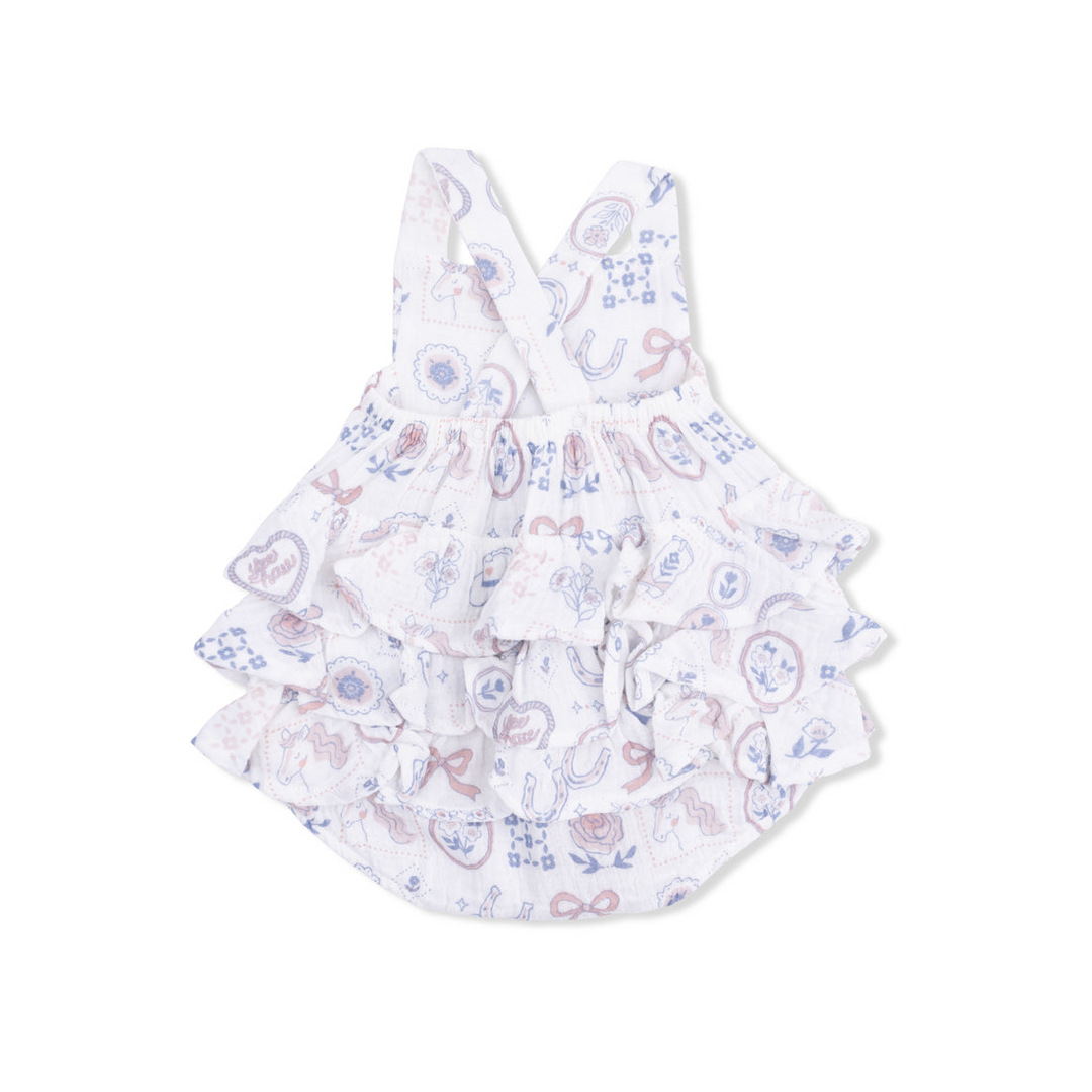 Cream Country Western Heirlooms Ruffle Sunsuit