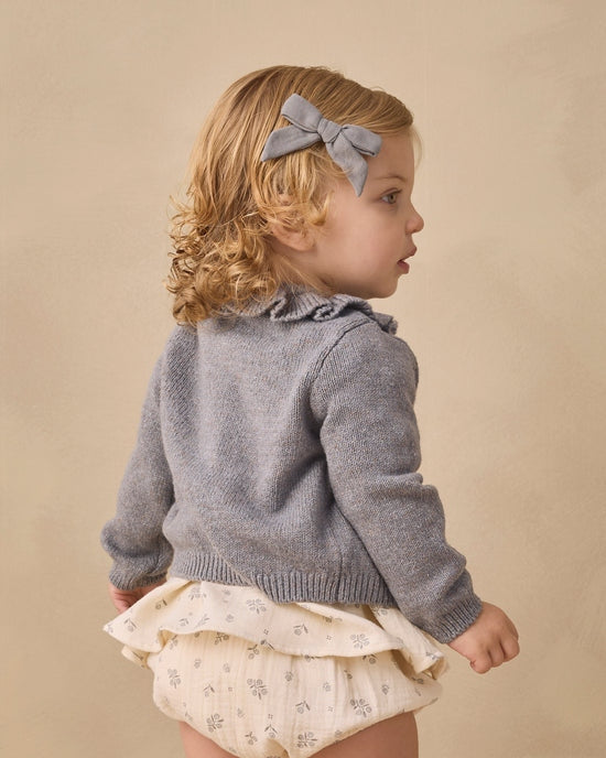 Ruffle Collar Cardigan - Heathered Slate