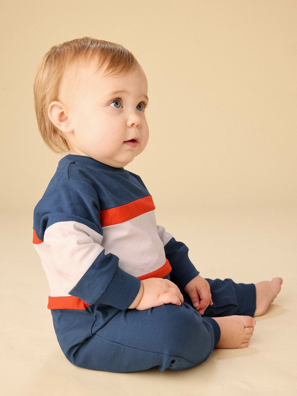 Naval Blue Colorblock Rugby Romper